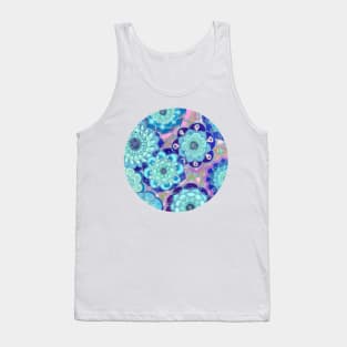 Radiant Cyan & Purple Stained Glass Floral Mandalas Tank Top